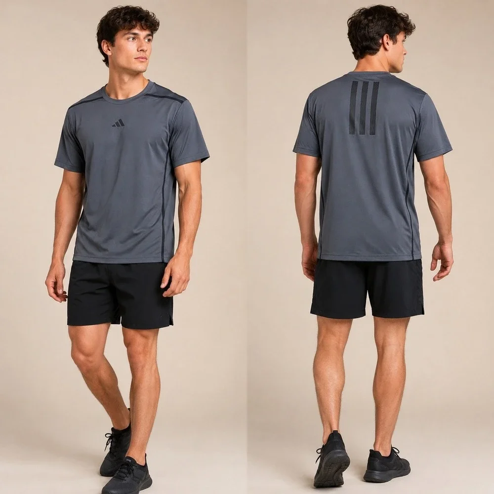 Adidas Mens Shirt XL Polyester Grey Training Performance Gym Workout  Active
